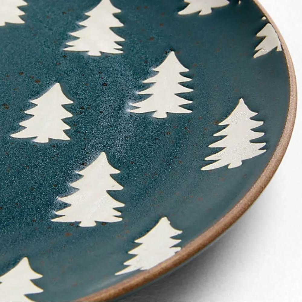 New! Crate&Barrel Green Tree Stoneware Salad Plate